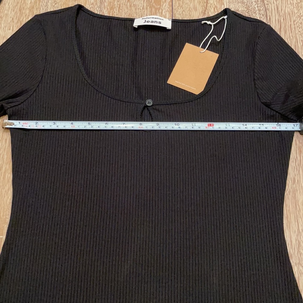 Reformation Black Elias Ribbed Scoop Neck Mini Dress Size L - Picture 8 of 9